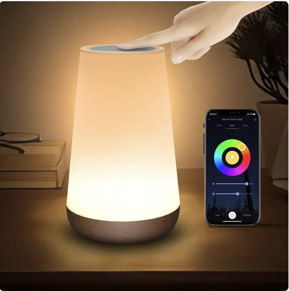 Graffiti Wood Grain Touch Night Lamp with 7-Color Ambient Light