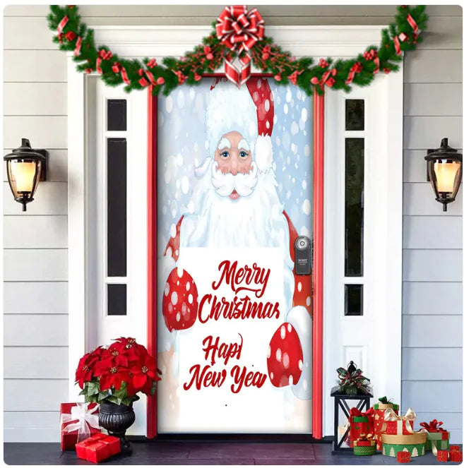 Christmas Forest Background Fabric Door Hanging