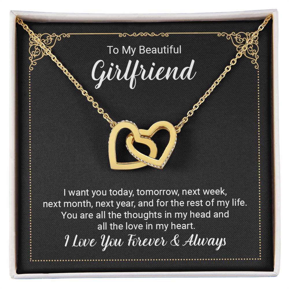 Interlocking Hearts Necklace - For Girlfriend I Want You