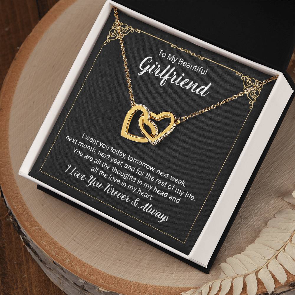 Interlocking Hearts Necklace - For Girlfriend I Want You