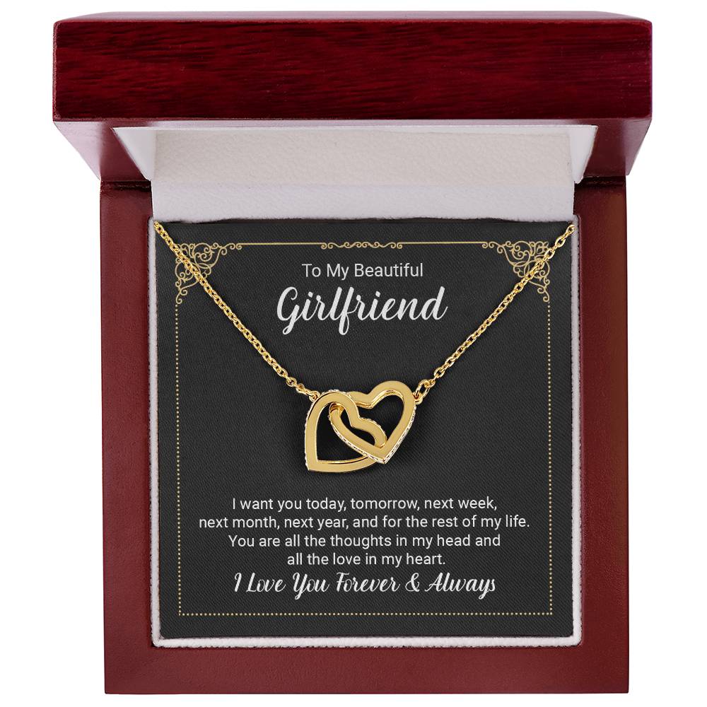 Interlocking Hearts Necklace - For Girlfriend I Want You