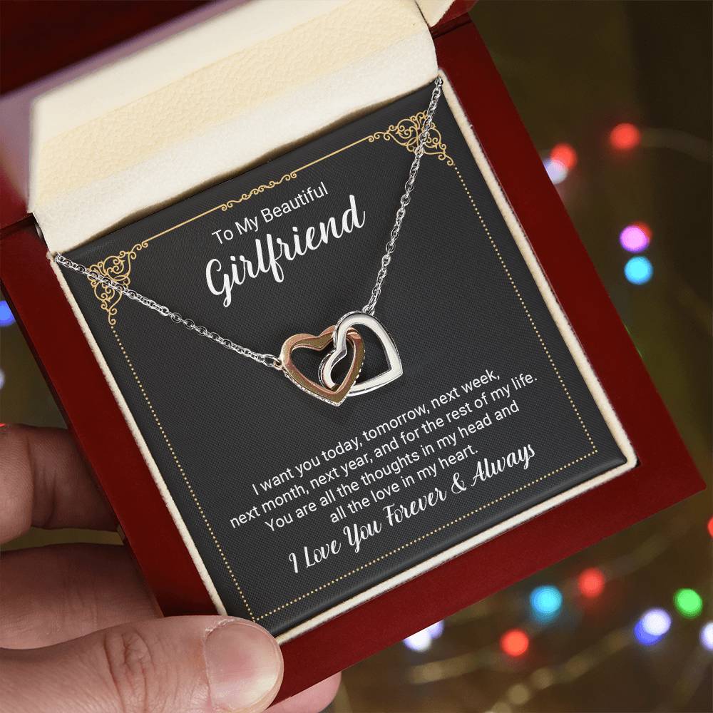 Interlocking Hearts Necklace - For Girlfriend I Want You