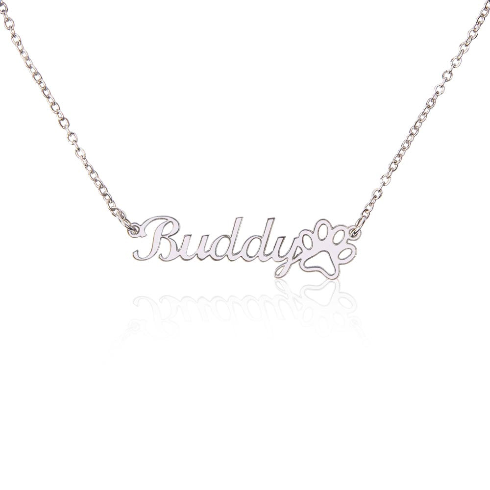 Paw Print Name Necklace