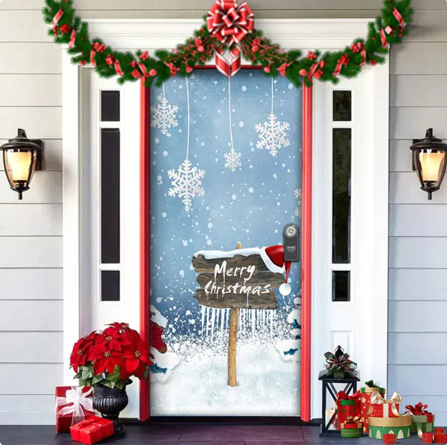 Christmas Forest Background Fabric Door Hanging