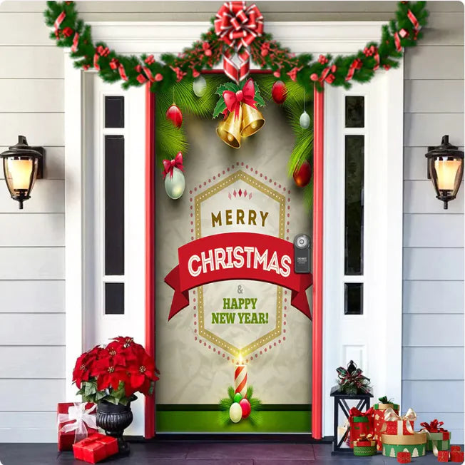 Christmas Forest Background Fabric Door Hanging