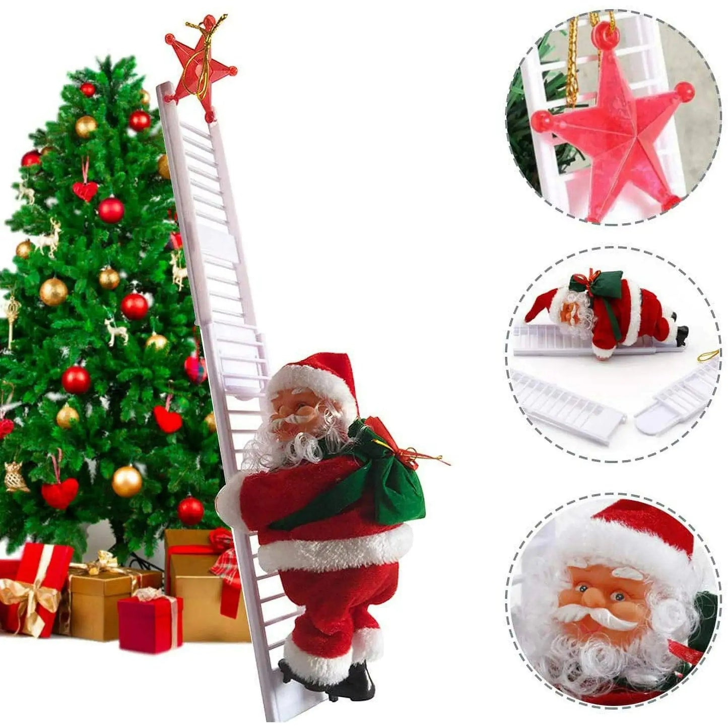 Electric Climbing Ladder Santa Claus Doll