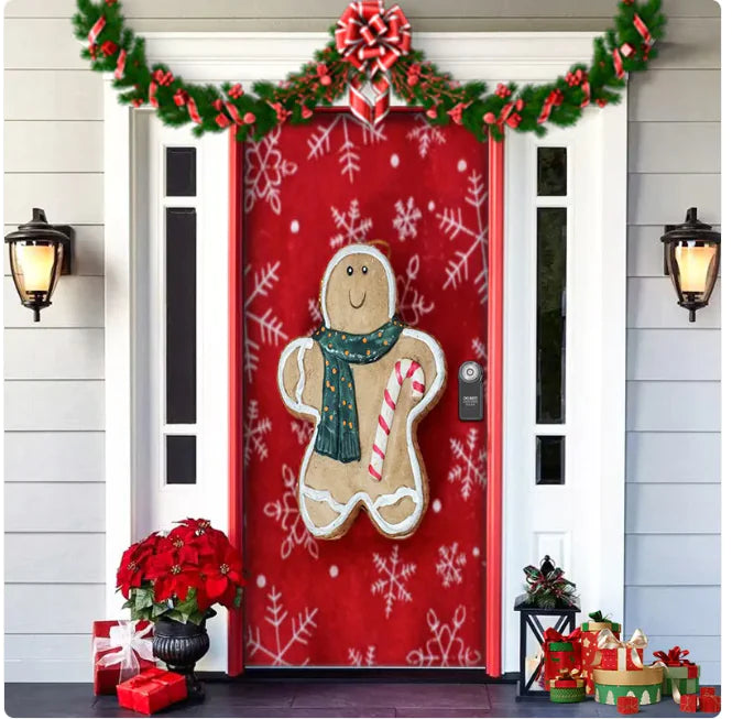 Christmas Forest Background Fabric Door Hanging