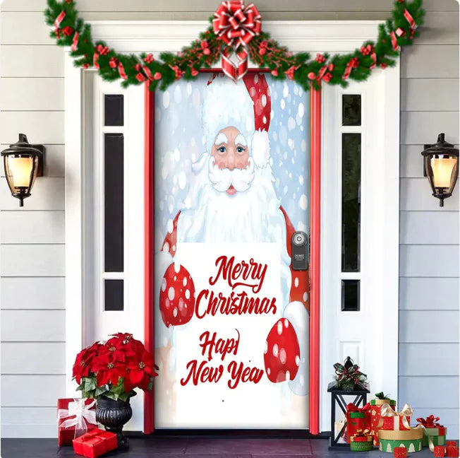 Christmas Forest Background Fabric Door Hanging